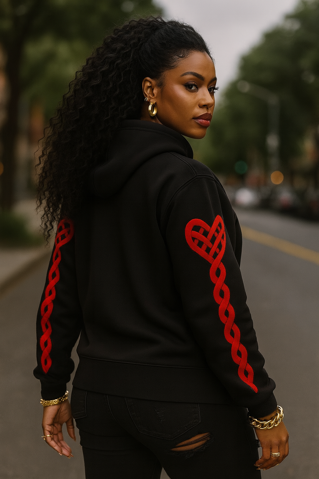 Retro Heartbeat Hoodie Red
