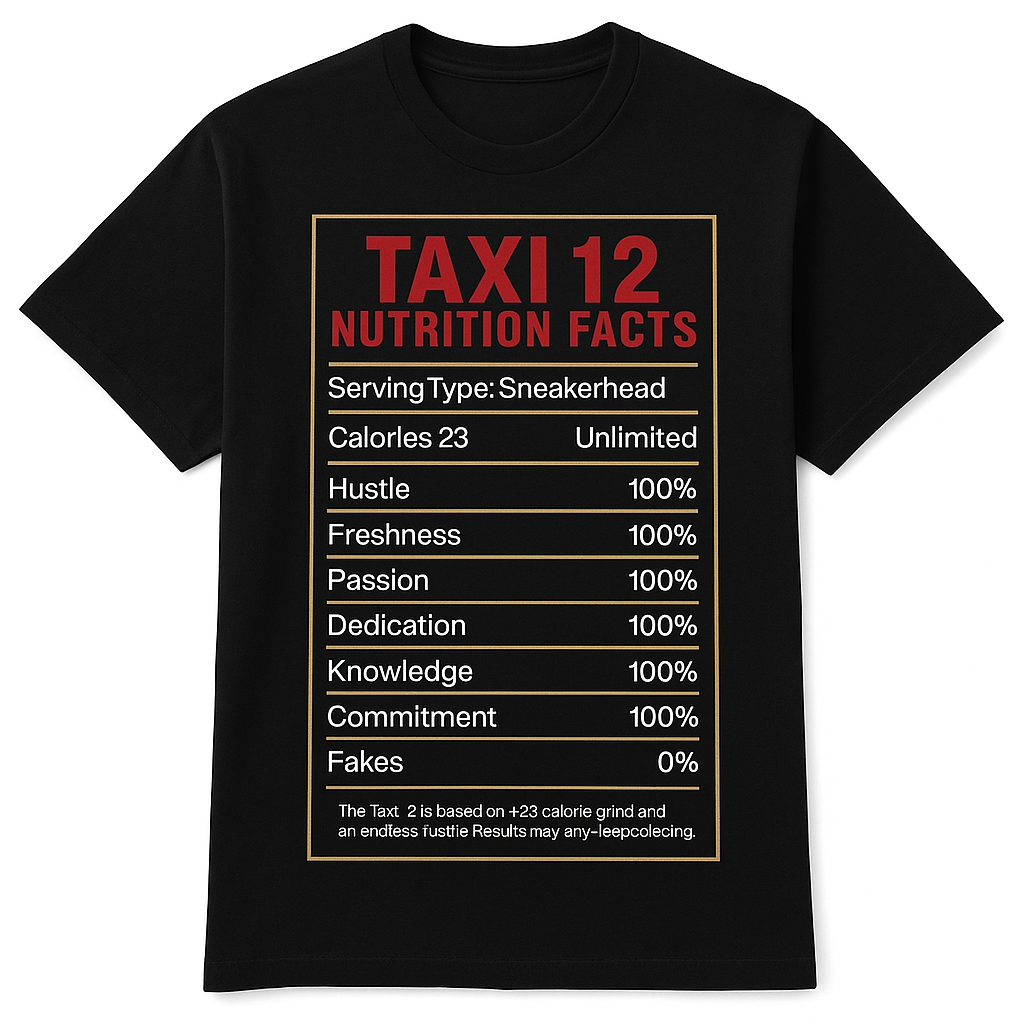 Taxi 12 Nutrition Facts Tee