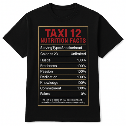 Taxi 12 Nutrition Facts Tee