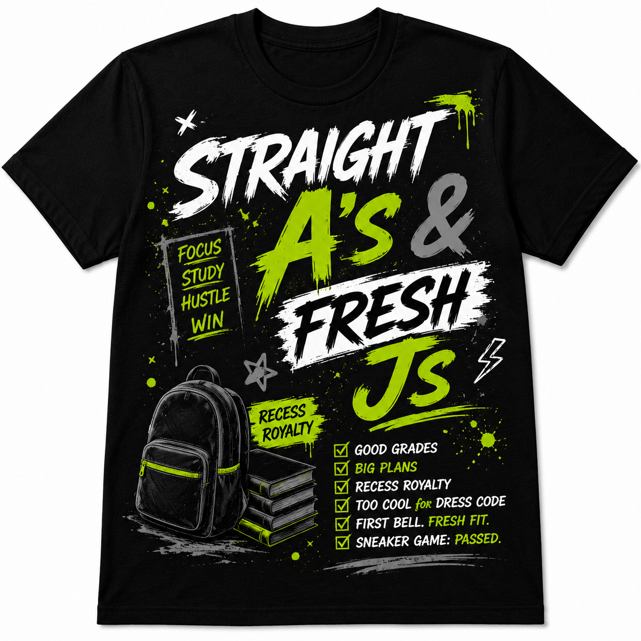 Straight A’s & Fresh J’s Kids Tee: Volt Edition