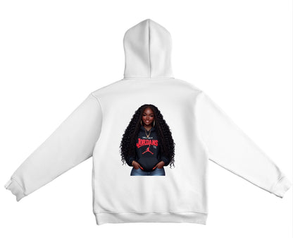 Red and Black GWJT Girl White Hoodie