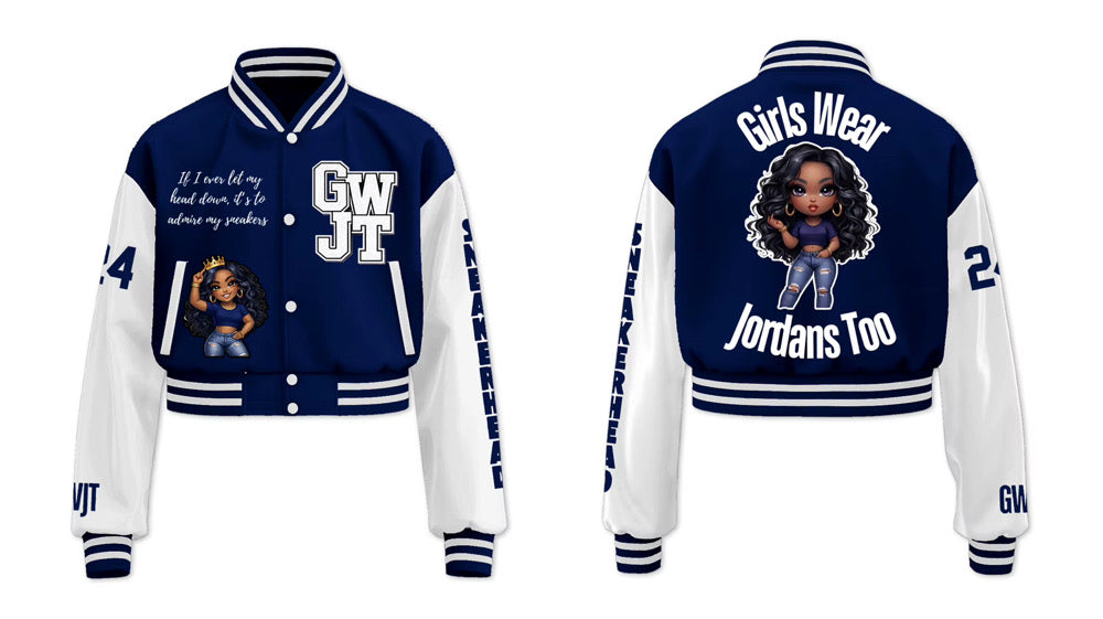 PRE ORDER- Crop Sneakerhead Royalty Varsity Jacket