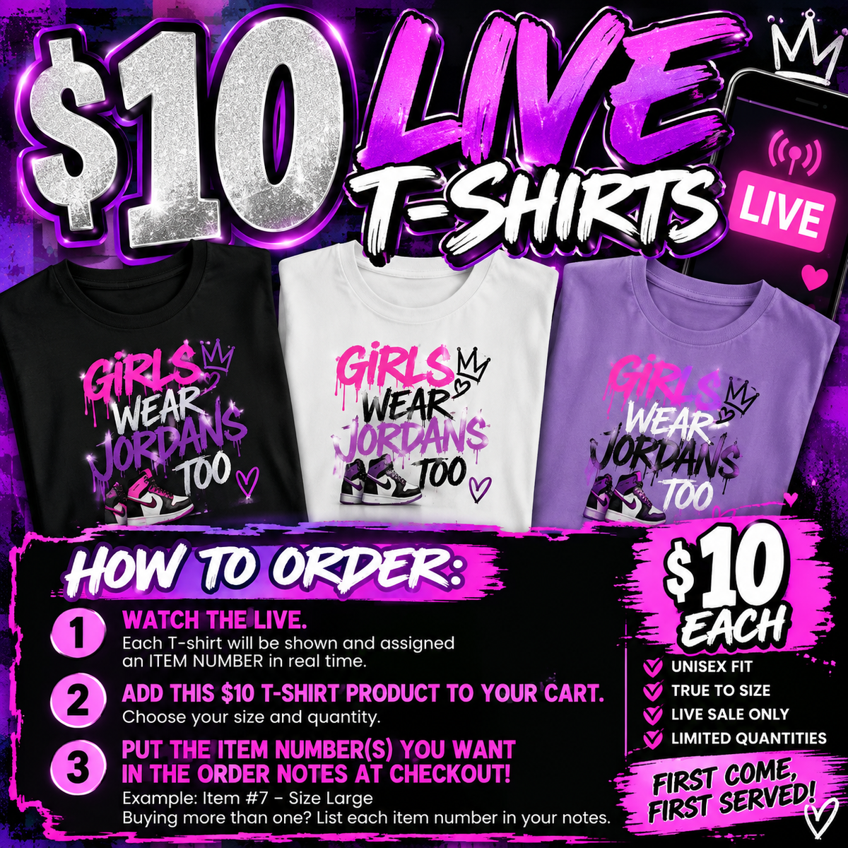 🔥 LIVE TONIGHT $10 T-SHIRTS! 🔥