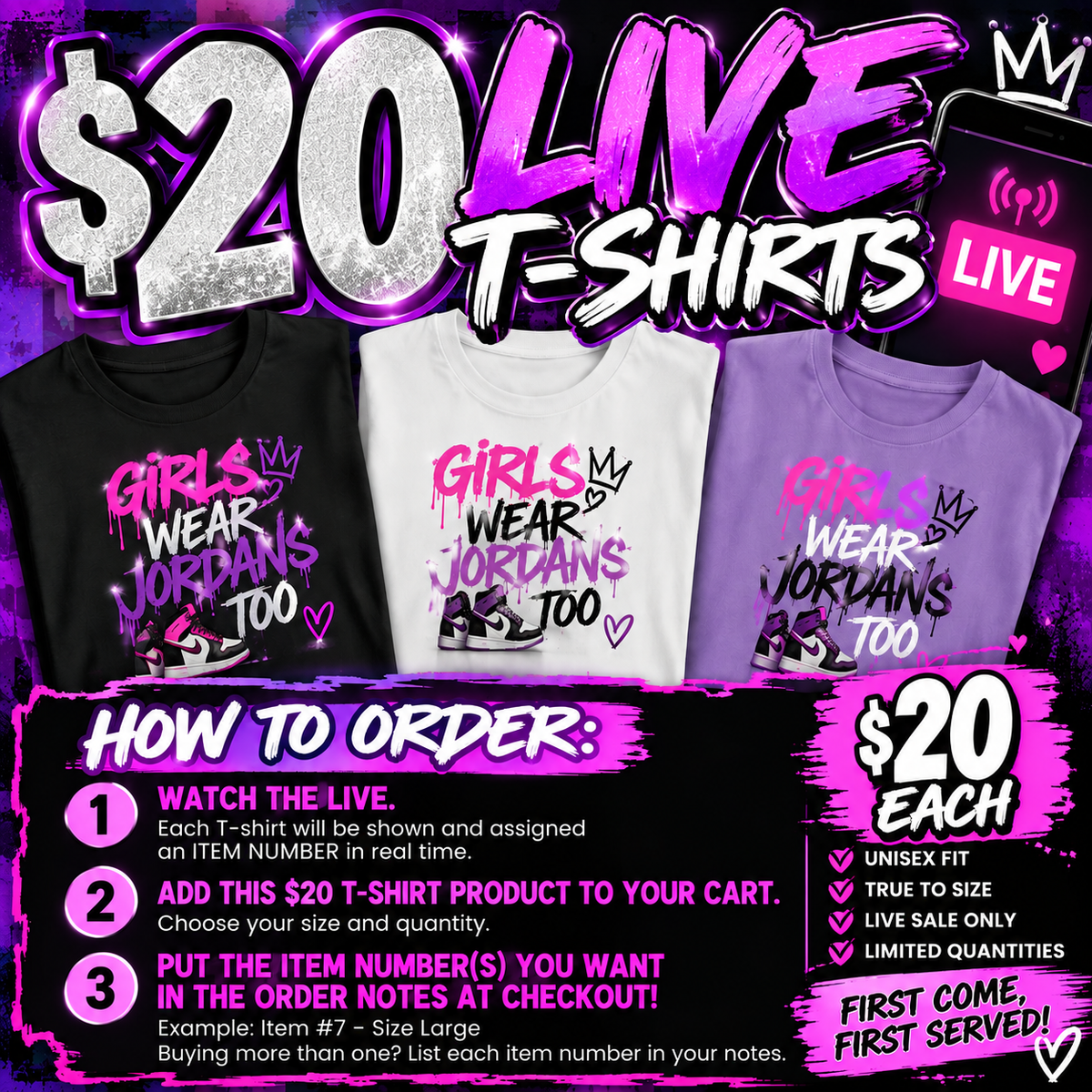 🔥 LIVE TONIGHT $20 T-SHIRTS! 🔥